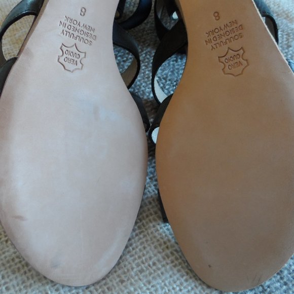 New Matt Bernson Black Leather Gladiator Ankle Strap Sandals Size 8 - Picture 10 of 12